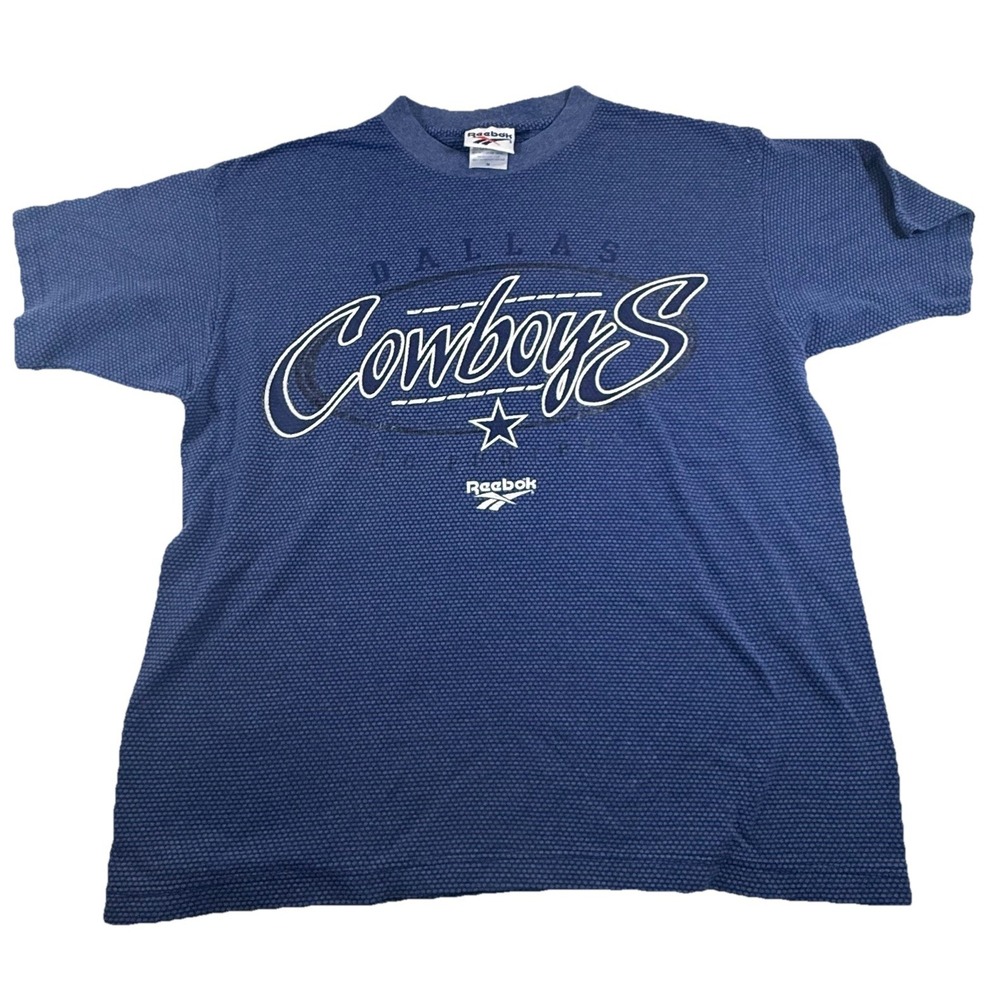 Reebok Dallas Cowboys T-Shirt Mens M Blue Waffle Knit Vintage 90s USA NFL Tee